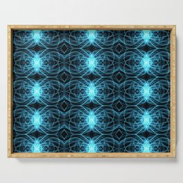 Liquid Light Series 1 ~ Blue Abstract Fractal Pattern Serving Tray