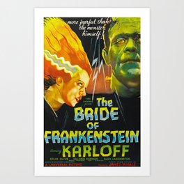 Creature double feature Bride of Frankenstein 1931 Vintage Movie Lobby Poster Advertisement Art Print