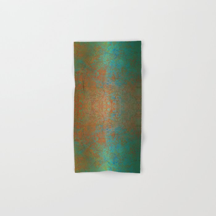 Vintage Teal and Copper Rust Hand & Bath Towel