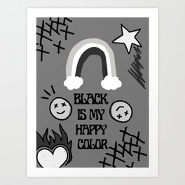 Black Is My Happy Color - Pop punk art Art Print