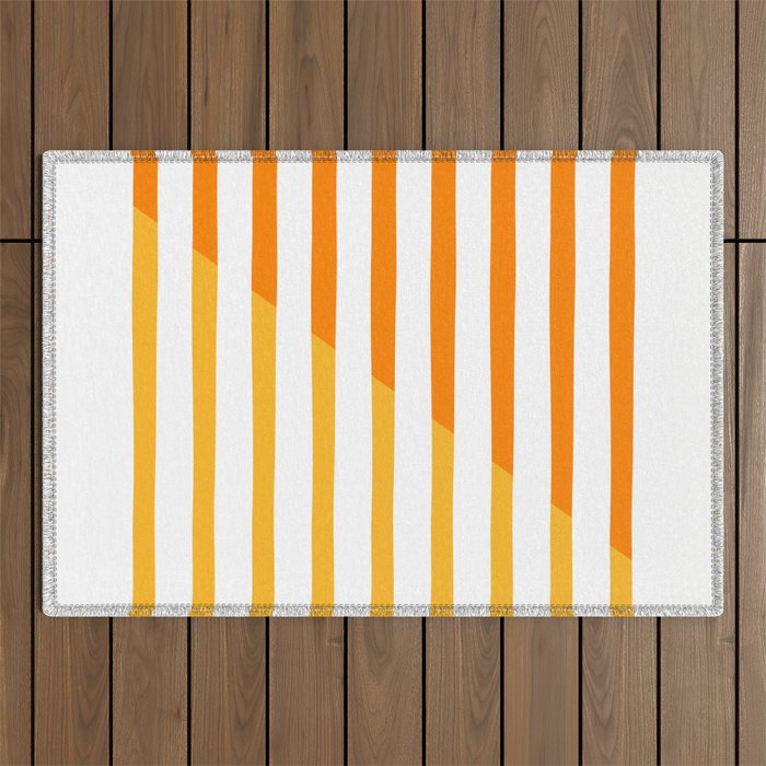 Beach Stripes Orange Yellow Outdoor Rug