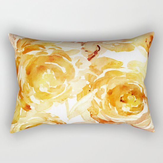 Sunny Day Painterly Floral Abstract Rectangular Pillow