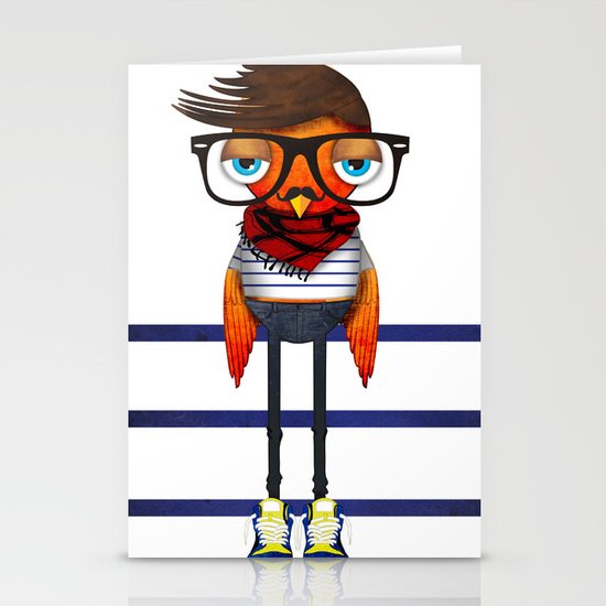 Hipster Bird Stationery Cards