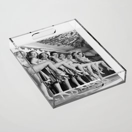 Chorus line of women with legs lifted Acrylic Tray