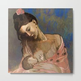 Pablo Picasso - Maternité (Mother and Child) mother's milk still life oil  portrait painting Metal Print | Spanish, Motherandchild, Woman, Pregnancy, Breastfeeding, Maternity, Picasso, Child, Pablo, Motherhood 