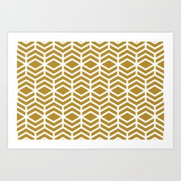 Golden Brown and White Chevron Line Shape Pattern Pairs Dulux 2022 Popular Colour Healing Spice Art Print