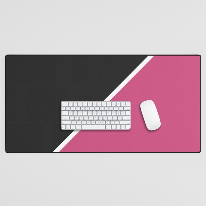 Black and Pink Abstract Desk Mat