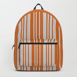 [ Thumbnail: Light Grey and Chocolate Colored Lined Pattern Backpack ]