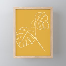 Monstera minimal - yellow Framed Mini Art Print