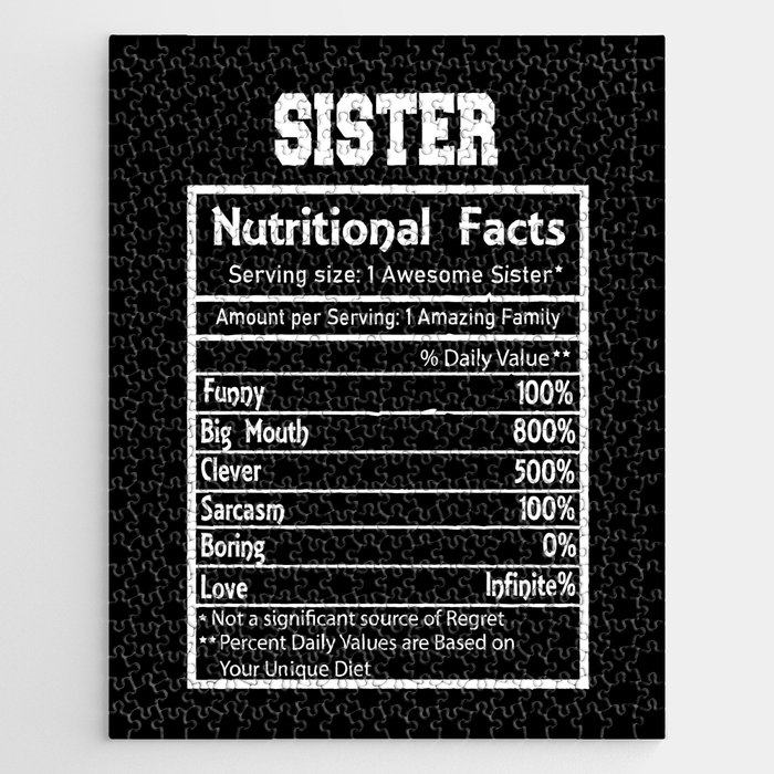 Sister Nutritional Facts Funny Jigsaw Puzzle