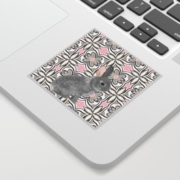 Cute bunny on pink pattern Sticker