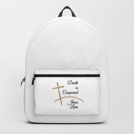 Christian Design - Death is Conquered - Jesus lives. Backpack