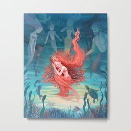 Living Coral Metal Print | Sea, Mermaid, Coral, Turtle, Digital, Painting, Children, Book, Merpeople, Littlemermaid 