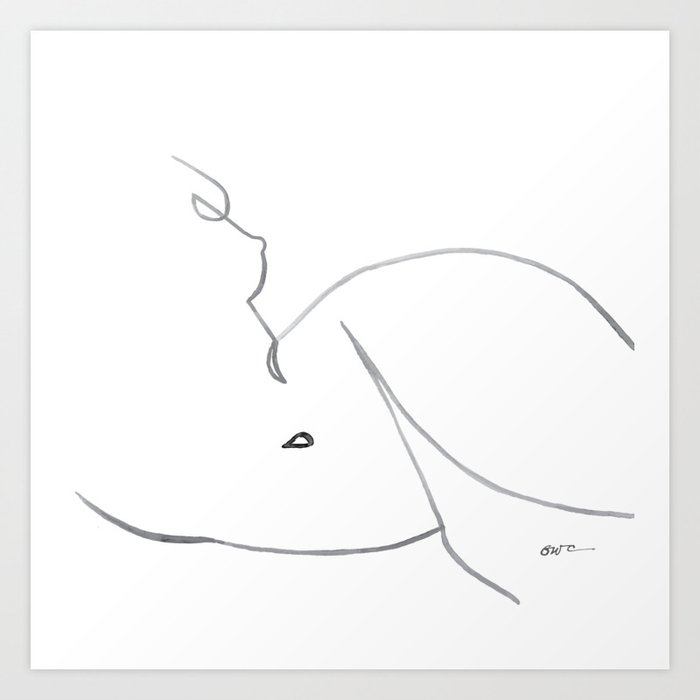 Woman Line Drawing (Breast) Art Print