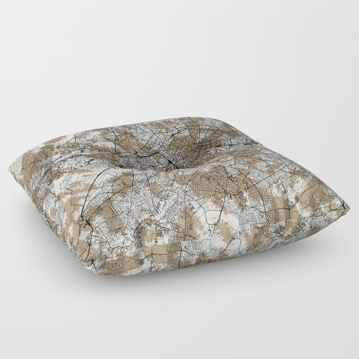 Authentic Berlin Map - Artistic Cartography Floor Pillow