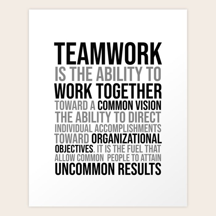 Teamwork is the ability to work together, Team work Quotes ...