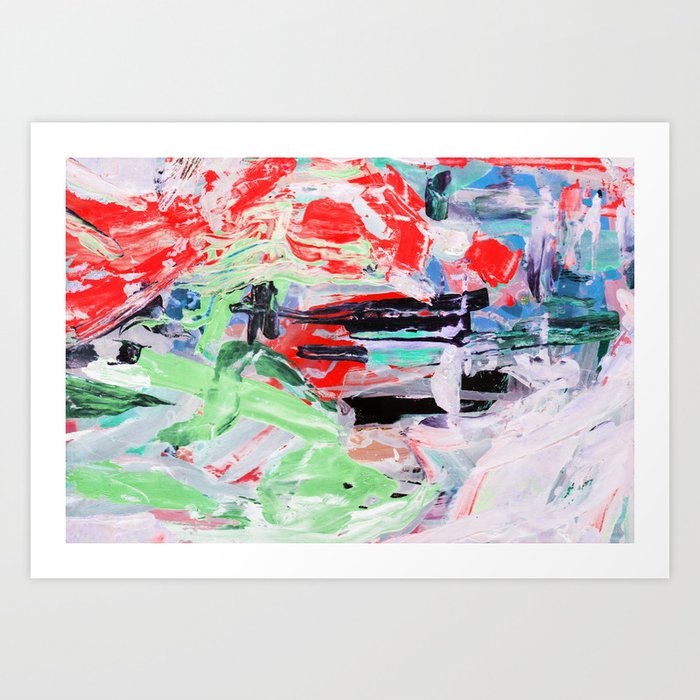 Bright Multi Colored Painting Contemporary Art Gouache Acrylic