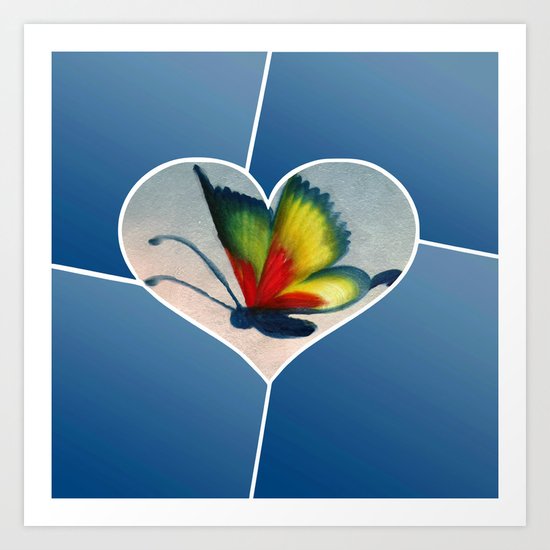 Butterfly Love - Blue Art Print