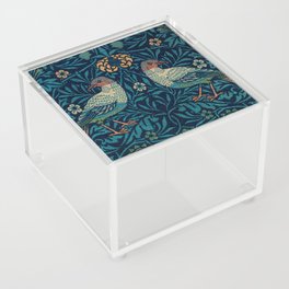 William Morris Blue Bird Wall Paper Pattern Vintage Bird and Floral Pattern Victorian Blue Bird Wall Paper Acrylic Box