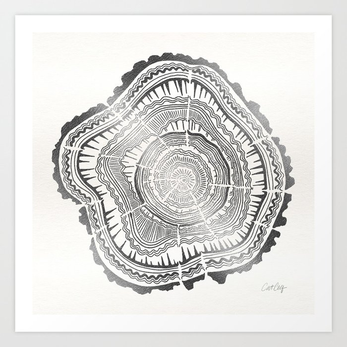 Growth Rings – 65 Years – Silver Art Print