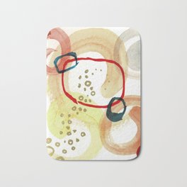 Swirls Bath Mat | Abstract, Circles, Metallic, Watercolor, Painting, Red, Orange, Pattern 