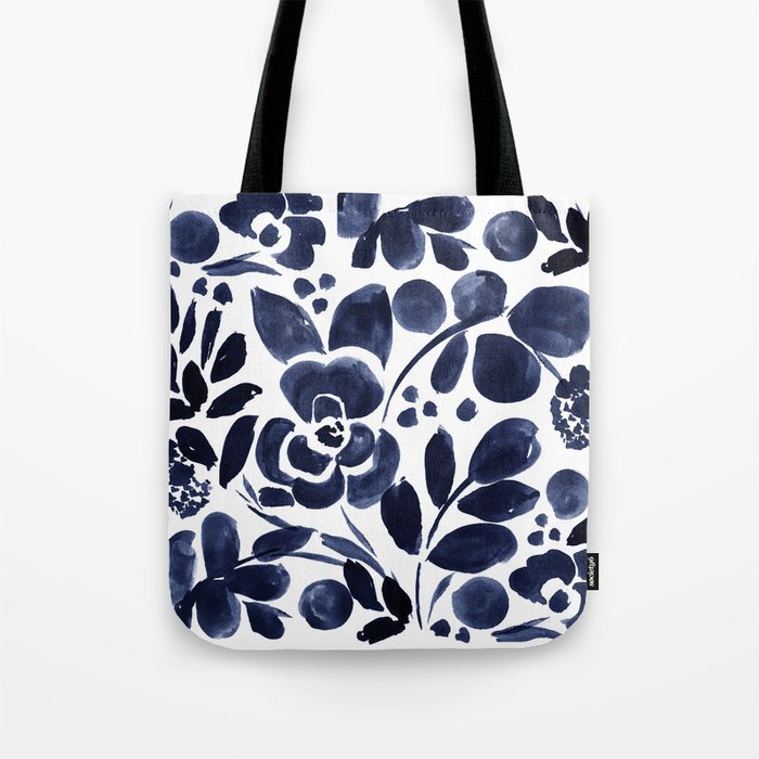 navy floral bag