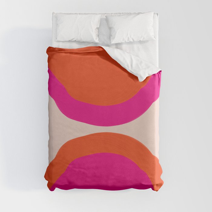 Curved Trajectories (Fuchsia Pink and Orange) Duvet Cover