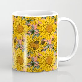 Yellow Sunday - Yellow and Pink Palette Coffee Mug | Happydaisy, Drawing, Springdaisy, Springflowers, Yellowwildflower, Floral, Sketchbookdesigns, Sketchbook Designs, Summerpattern, Yellowbotanicals 
