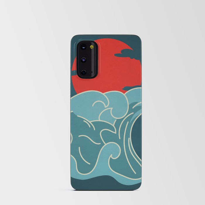 Moon Waves Retro Japanese Art Android Card Case