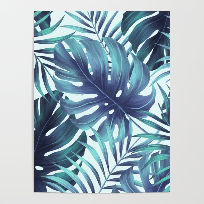 Blue Tropical Poster by Rose Gold Society6