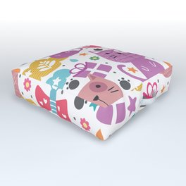 Cute Cats with Abstract Background Outdoor Floor Cushion