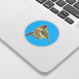 Illustration of a ruby crowned kinglet  Sticker