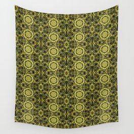 Liquid Light Series 72 ~ Yellow & Grey Abstract Fractal Pattern Wall Tapestry