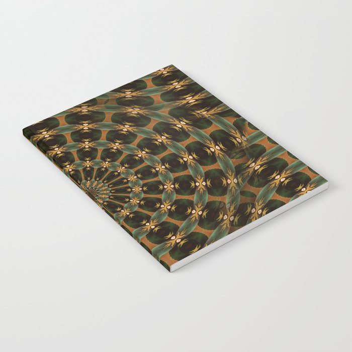 Perpetuating Circle Pattern In Teal and Dark Green Notebook