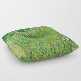 Gustav Klimt "Orchard With Roses" Floor Pillow