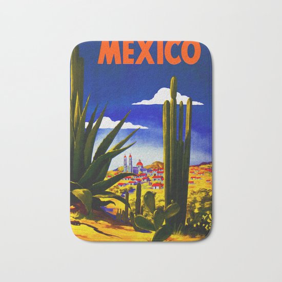 Vintage Mexico Village Travel Bath Mat