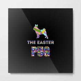 Pug gifts | Easter gifts | Easter decorations | Easter Bunny | Spring decor Metal Print | Dog, Pug, Paw, Tulips, Hare, Holiday, Rabbit, Bunny, Grass, Animal 