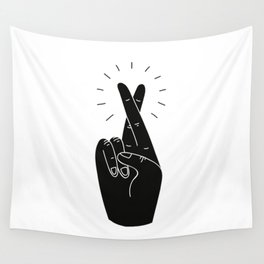 Fingers Crossed - White and Black Wall Tapestry
