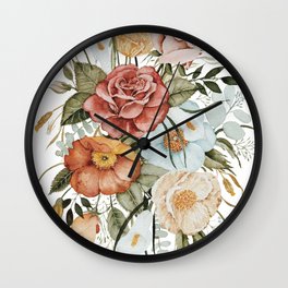 Roses and Poppies Wall Clock