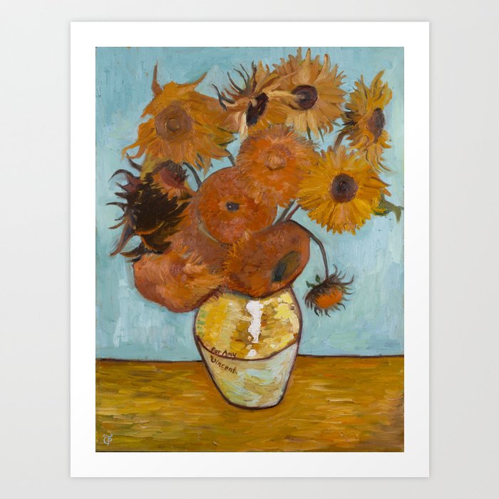 Sunflowers for Amy, a Vincent Van Gogh Copy Art Print