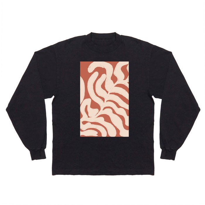 Pastel Terracota Leaves Matisse Abstract Long Sleeve T Shirt