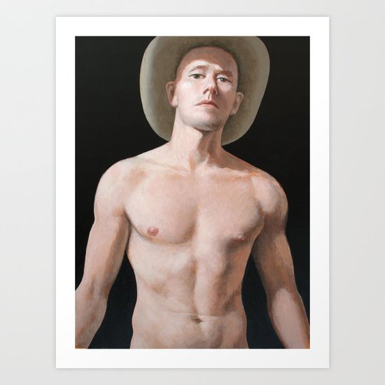 Young man with cowboy hat. Art Print
