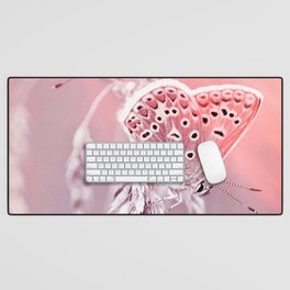 day moths rose pink aesthetic wildlife art altered photography Desk Mat