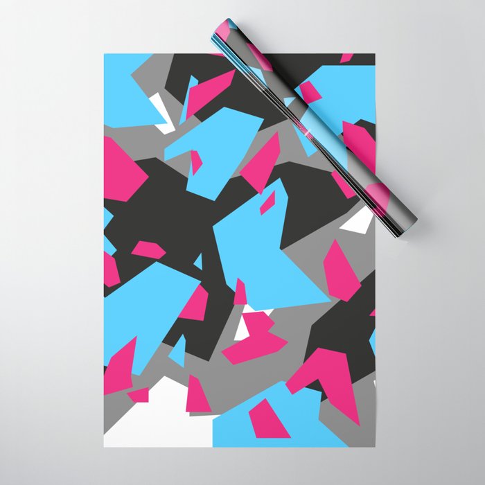 Light blue\Black\Grey\Pink Geometric camo Wrapping Paper