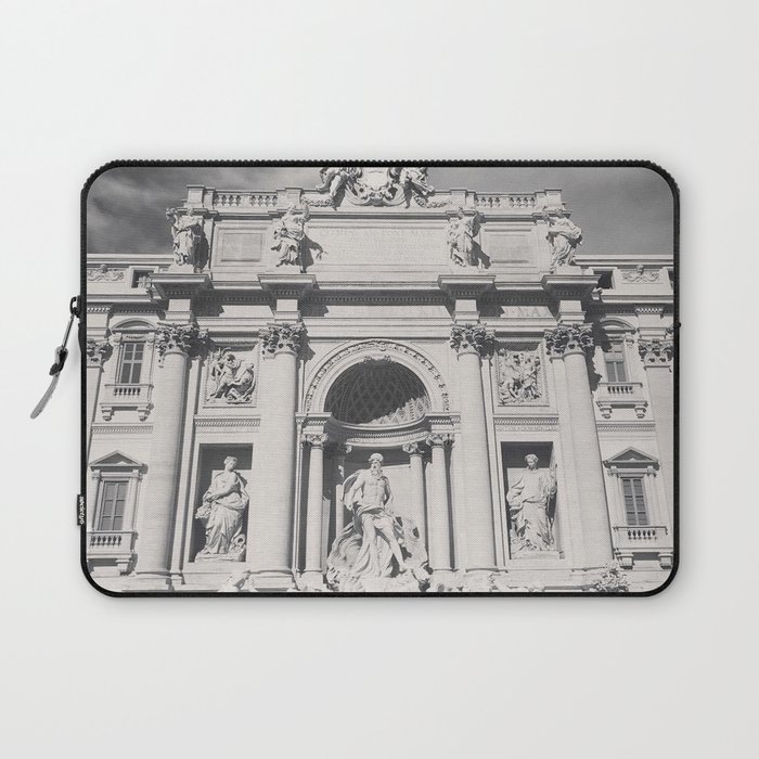 Trevi Fountain, black & white photography of Rome, fine art architecture, italian architectural love Laptop Sleeve