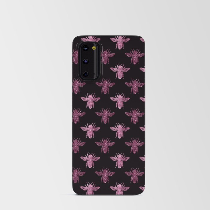 Pink Glitter Bees Pattern Android Card Case