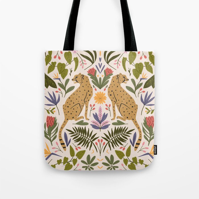 Modern colorful folk style cheetah print  Tote Bag