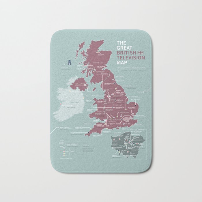 The Great British Television Map Bath Mat