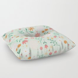 Happy Easter Egg Floral Collection Floor Pillow