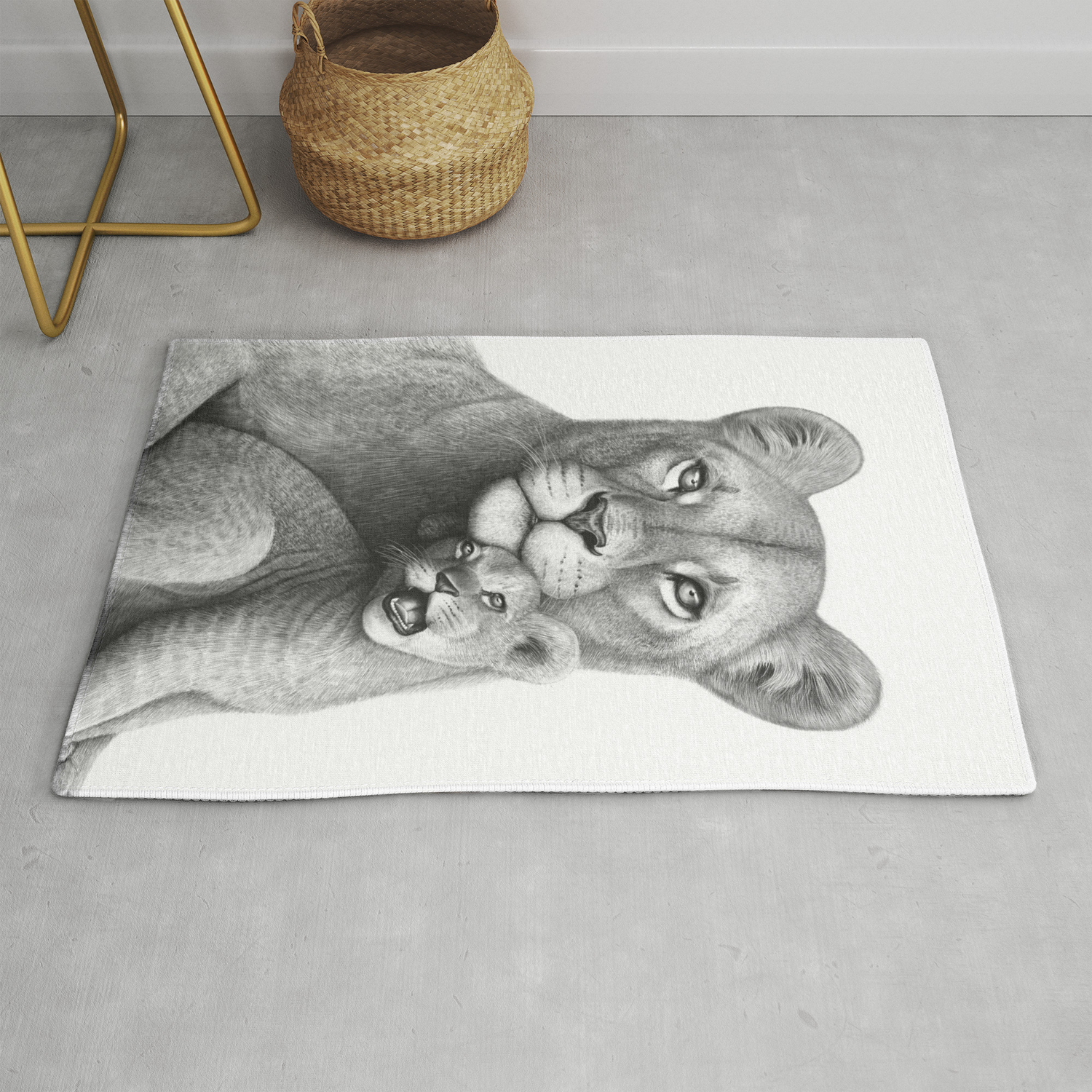 Lioness With A Baby Rug By Zhivechkova Art Society6 Lioness With A Baby Rug By